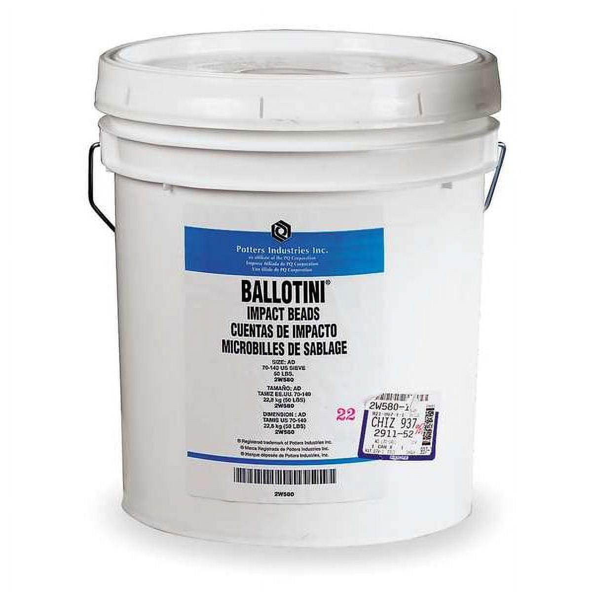Glass Beads Blast Media, Extra Fine, 170 to 325 Mesh Size, 50 lb, Pail AH (170-325)