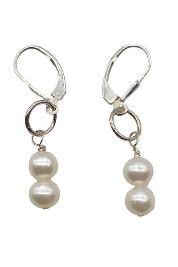 AAA Natural White 6.5-6mm Pearl Solid Sterling Silver Earrings 304499B