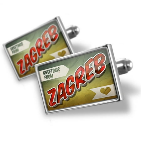 Cufflinks Greetings from Zagreb, Vintage Postcard - NEONBLOND