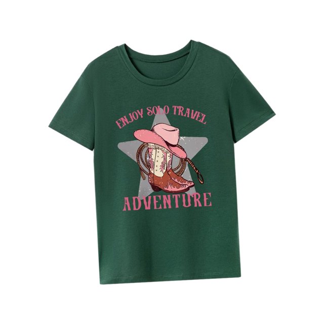 Camiseta básica para mujer, ropa de calle, cuello redondo, para deportes de playa, Camping L