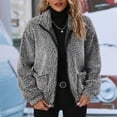 thumbnail image 2 of ChaoHeng Womens Jackets Lightweight Casual Fashion Print Pocket Zipper Coat Trendy,Women's Fashion Long Sleeved Single Button Lapel Plush Coat(Gray,S), 2 of 8