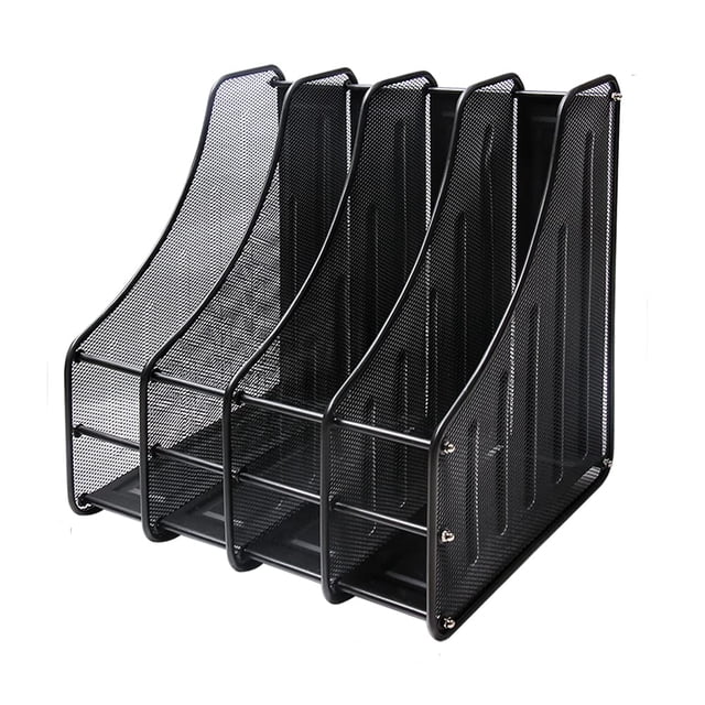 VIZ-PRO Desktop Organizer-Mesh File Magazine Holder, 4 Compartments, Black