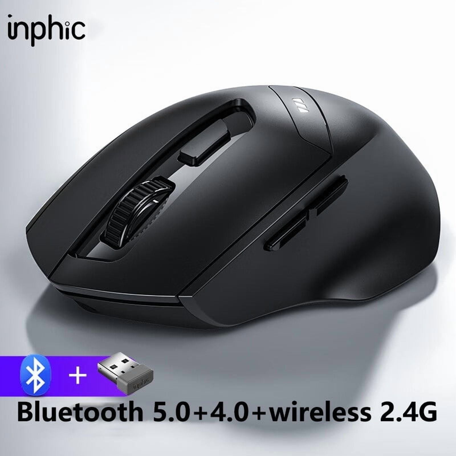 Inphic DR01 Bluetooth Wireless Mouse Ergonomic Design Silent Rechargeable Mouse for Home Office Laptop Desktop and Tablet