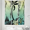 thumbnail image 1 of Turtle Tapestry, Grunge Tropical Holiday Themed Pattern with Boat Tree Silhouette, Fabric Wall Hanging Decor for Bedroom Living Room Dorm, 5 Sizes, Pale Yellow Mint Green, by Ambesonne, 1 of 1
