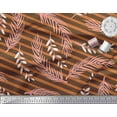 thumbnail image 3 of Soimoi Brown Georgette Viscose Fabric Stripe & Palm Leaves Print Fabric by Yard 44 Inch Wide, 3 of 3