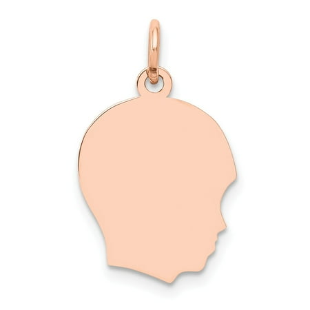 Engraveable Boy Charm - 14k Rose Gold Plain Medium .013 Gauge Facing Right Engraveable Boy Head Charm