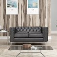 thumbnail image 6 of Rnfurnishings 2-PC Leather Gel Living Room Furniture Sofa+Loveseat Set-Dark Gray, 6 of 7