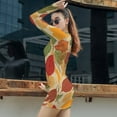 thumbnail image 4 of Autumn Leaves Colorful Pattern Design Women's Long Sleeve Bodycon Dress Soft Stretchy For Everyday Wear And Special Occasions, 4 of 6