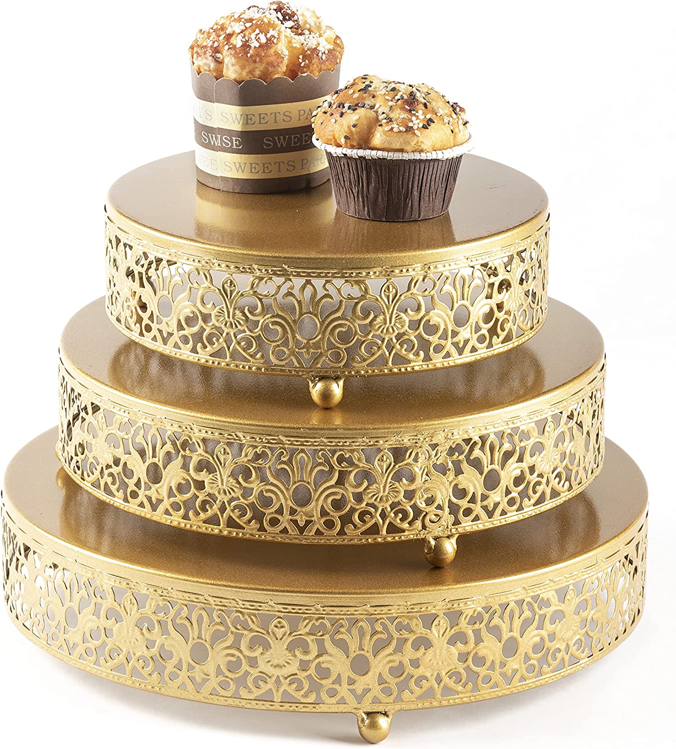 ounewxy 3Piece Cake Stand Round Metal Cake Stands for Dessert Table