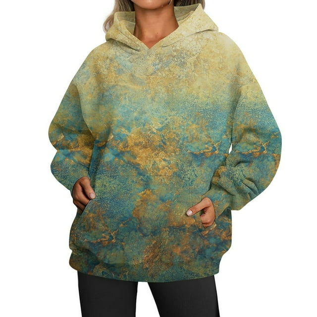 Mode Quotidienne Polyvalente Décontractée Sweat-Shirts à Manches Longues Sweat-Shirt Dégradé Bleu L