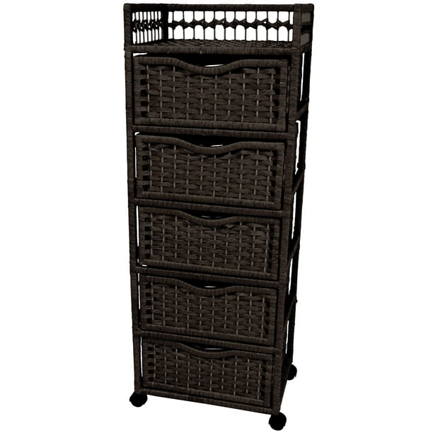 46 Natural Fiber Chest Of Drawers On Wheels Black Com 46 Natural Fiber Chest Of Drawers On, Black Storage Drawers On Wheels