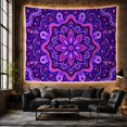 thumbnail image 6 of Purple Mandala Glowing Against a Navy Backdrop, Mystical Psychedelic for Art Lovers, Radial Wall Art, Housewarming Gift, Tapestry Wall Hanging for Bedroom and Living Room, 6 of 7