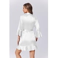 thumbnail image 4 of Ekouaer Silk Robes for Women White Ruffle Bridesmaid Sexy Robe for Wedding Day Bridal Robes Satin Bathrobe Soft Sleepwear, 4 of 5