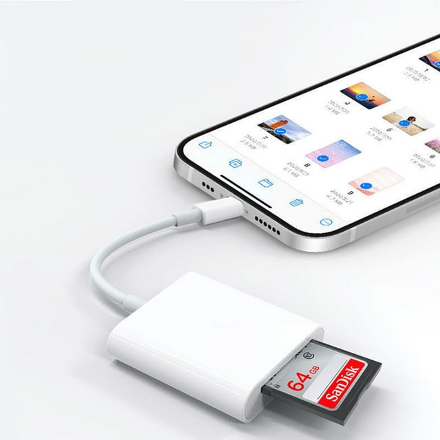 Sd Card Reader for iPhone iPad Camera, Dual Card Slot Memory Card Reader Supports SD and TF Card Trail Camera Viewer Sd Card Adapter Portable Micro Sd Card Reader