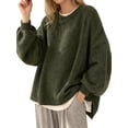 thumbnail image 3 of Women'S Long Sleeve Crewneck Jumper with Side Slit, Casual Soft Ribbed Knit Fall Winter Pullover Sweater, 3 of 8