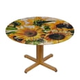 thumbnail image 3 of JEUXUS Vintage Sunflower Round Tablecloth Washable Reusable Decoration Table Cover for Kitchen Party White, 3 of 7