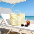 thumbnail image 4 of Striped Tote Bag Waterproof Glossy PVC Large Capacity Handbag, for Beach Shopping Travel Daily Use Casual Shoulder Bag, with Multiple Bright Colors Stylish Pool Grocery Bag, 17*12in, Yellow, 4 of 6