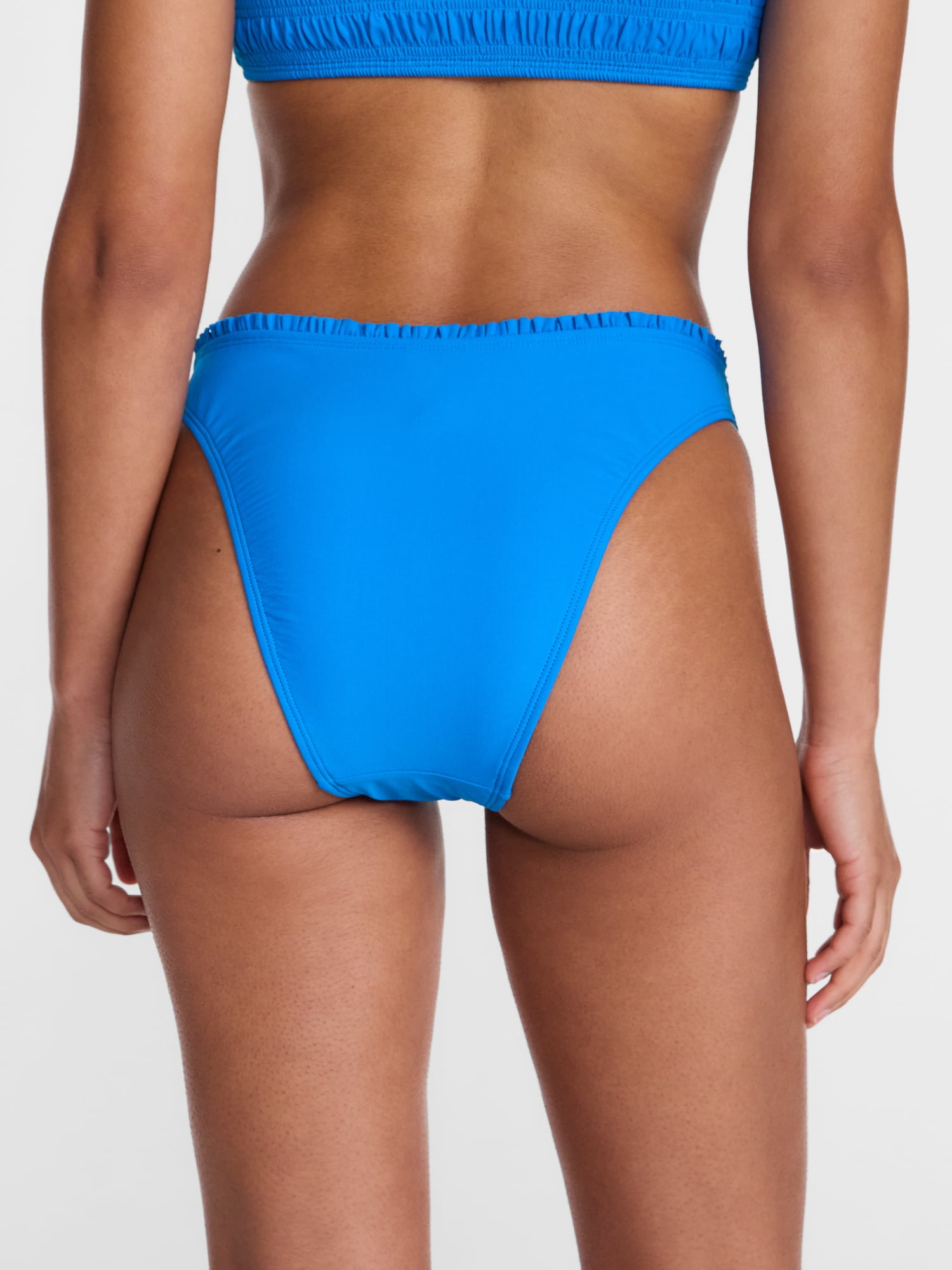 No Boundaries Smocked Ruffle Edge Bikini Swim Bottoms, Women's XXS-XXL