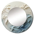 thumbnail image 2 of Designart "Papercut-Style Waves In White And Blue" Coastal Waves Round Mirror Wall Decor Coastal - Large White Round Office Mirror - Round Mirror - 29" x 29", 2 of 6