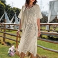 thumbnail image 6 of LYXSSBYX Swimsuit Cover up for Women Women's New Fashion Beach Sexy Solid Hem Cover Up Swimwear, 6 of 8