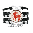 thumbnail image 1 of Year Of Sheep Animal China Zodiac Red Bracelet Love Accessory Twisted Leather Knitting Rope Wristband, 1 of 3