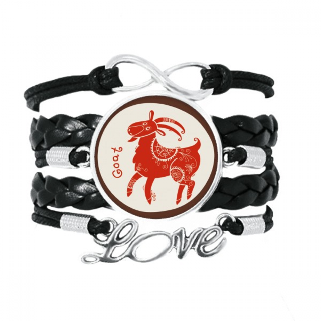 Year Of Sheep Animal China Zodiac Red Bracelet Love Accessory Twisted Leather Knitting Rope Wristband