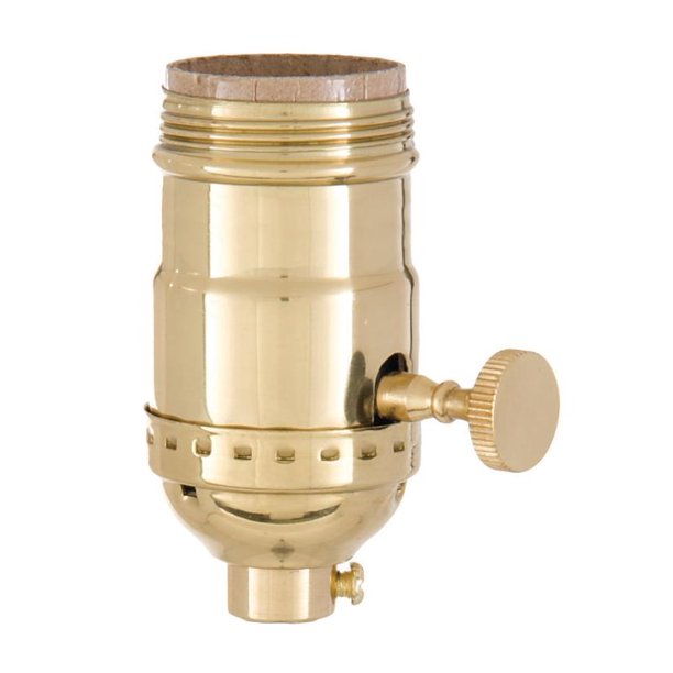 B&P Lamp Solid Brass 3 Way Turn Knob Early Electric Industrial Style