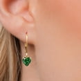 thumbnail image 3 of Gem Stone King 14K Yellow Gold Green Nano Emerald Earrings for Women | 1.40 Cttw | Gemstone May Birthstone | Heart Shape 6MM, 3 of 6