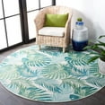 thumbnail image 4 of SAFAVIEH Barbados Tropical Palm Leaves Outdoor Area Rug, Green/Teal, 6'6" x 6'6" Round, 4 of 11
