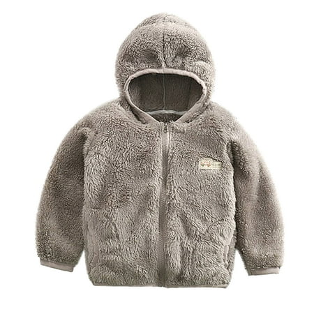

nsendm Toddler Kids Baby Girls Boys Casual Zip Up Solid Fleece Jacket Coat Long Sleeve Lightweight Cute Corn Coat Coat Grey 12-18 Months