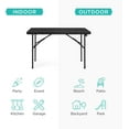 thumbnail image 5 of CRXX 4ft Plastic Folding Table, Indoor Outdoor Heavy Duty Portable w/Handle, Lock for Picnic, Party, Camping-4ft-Black, 5 of 9