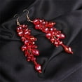 thumbnail image 4 of Bridal Crystal Hairband Long Hair Vine Crystal Beaded Headband Wedding Prom Party Festival Fashion Hair Accessory for Women (Red), 4 of 9