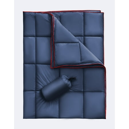 Sonive 56" × 80" Outdoor Sports Blanket, Camping Water-Resistant Ultra Warm Lightweight Packable Down Alternative Throw Blanket (Navy Blue)