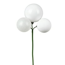 Vickerman 18" White Ball Ornament Christmas Pick, 4 per set