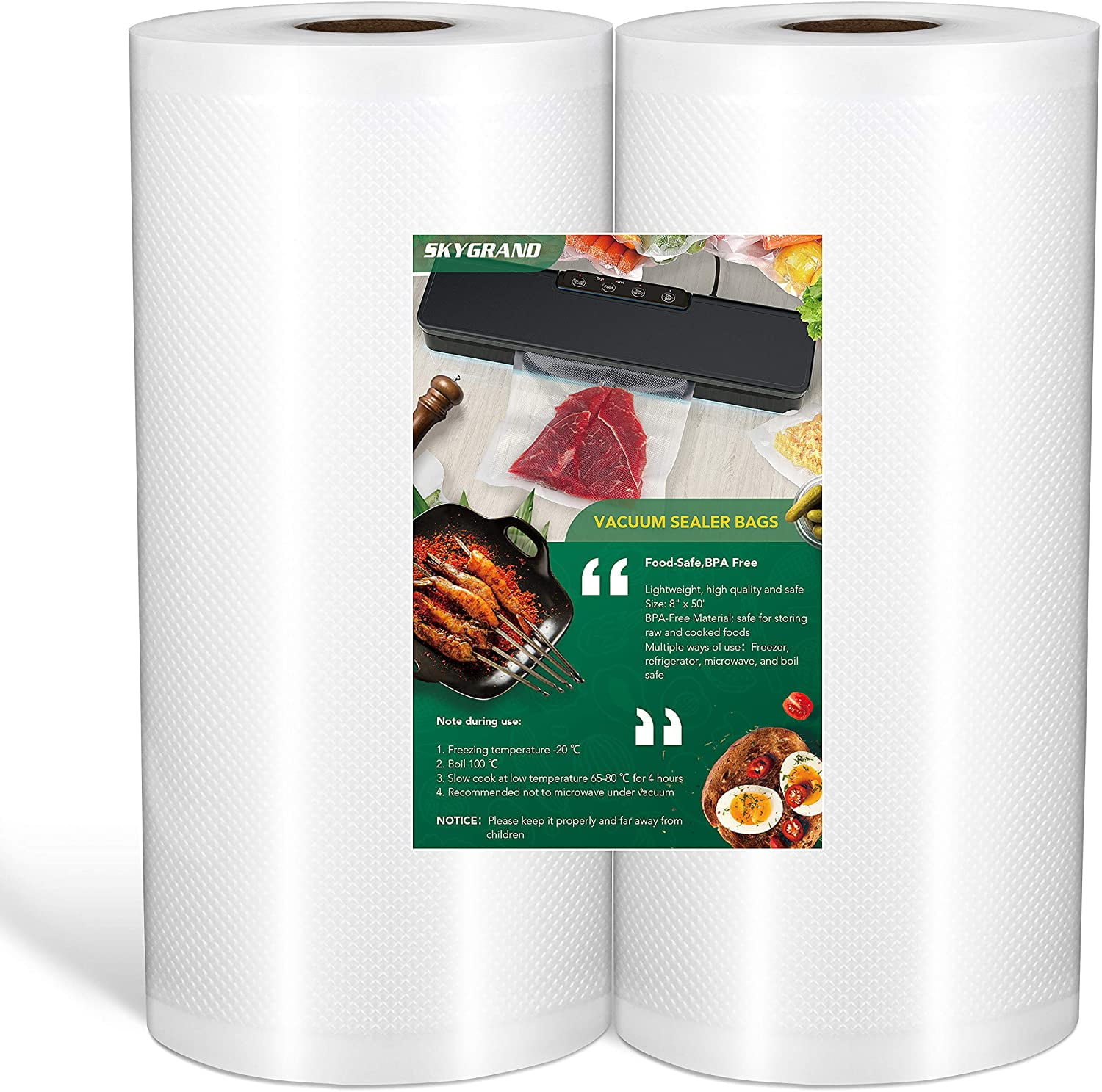 2 Pack Vacuum Sealer Bag Rolls Commercial Grade for Food Saver,Vac Storage