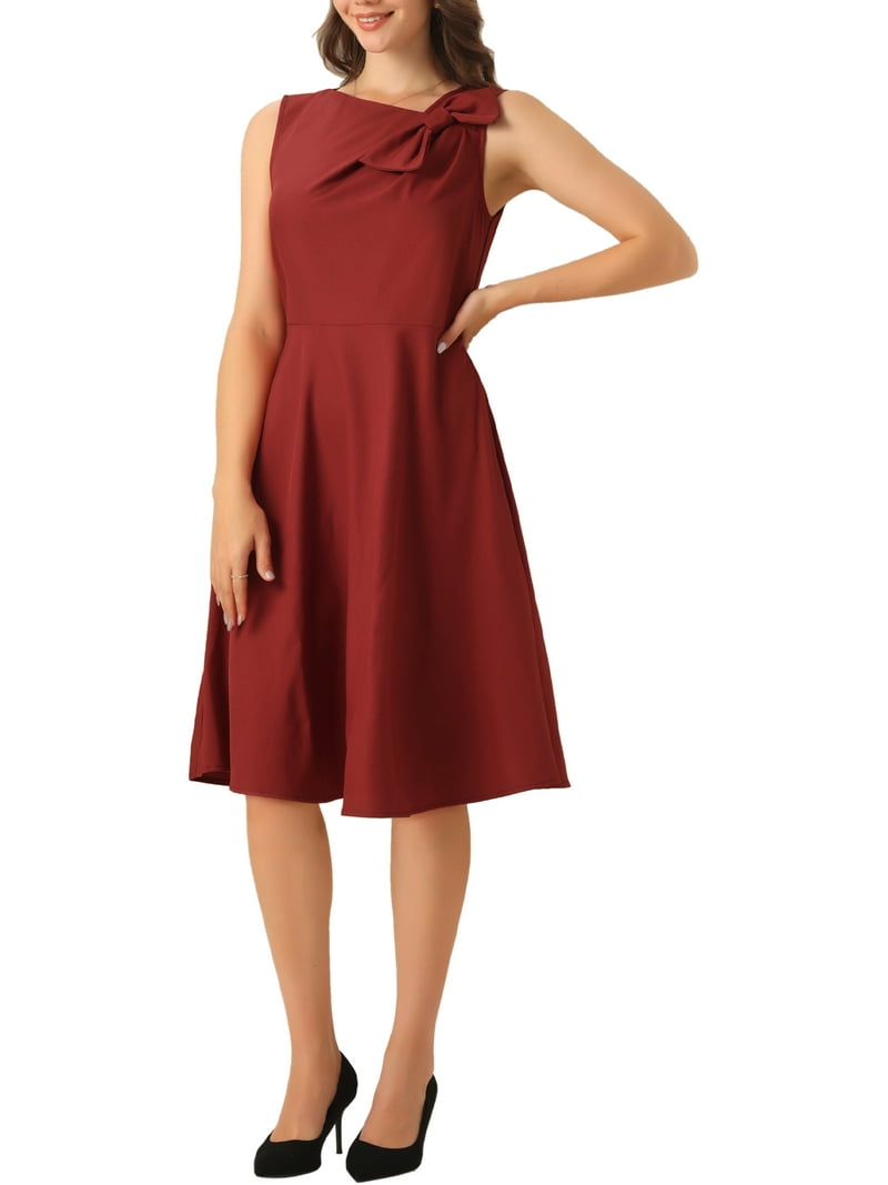 knee length dresses for ladies Rihoas Floral A-Line Slip Midi Dress, Red / S main image 1