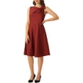 thumbnail image 4 of INSPIRE CHIC Evening Cocktail Dress for Women's Elegant Flared Sleeveless Midi Formal Dresses XS Wine Red, 4 of 5
