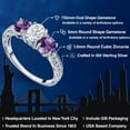 thumbnail image 2 of Gem Stone King 1.97 Cttw 925 Sterling Silver Purple Amethyst and Moissanite 3-Stone Engagement Ring for Women | Three Stone Wedding Anniversary Promise Ring for Women | Size 5,6,7,8,9, 2 of 6