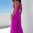 thumbnail image 5 of Lenpel Jumpsuits for Women Fashion Summer Sleeveless Halter Backless Pleated Wide Leg Rompers Party Club Outfits, 5 of 7