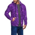 thumbnail image 2 of Kdxio Purple Glitter Print Men Hoodies Casual Hoodies for Men with Zip Pockets Full Zip Long Sleeve Sweatshirt Sports Hooded Jacket-Medium, 2 of 5