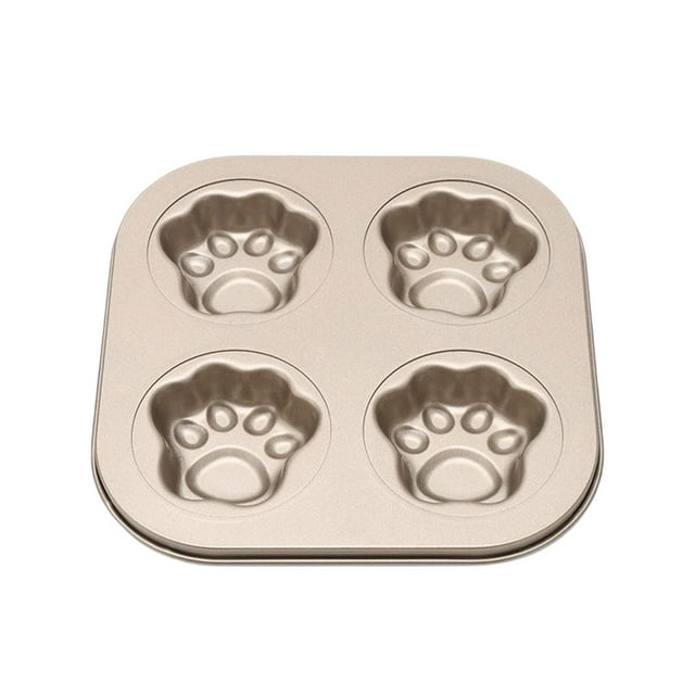 Bandeja para hornear Cateissary Cat Paw Recubrimiento antiadherente Distribución uniforme del calor Resistencia a altas Cocina y Comedor 4 Dorado claro