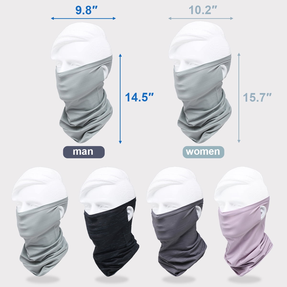 Cooling Face Mask Men Women Sun Protection Lightweight Breathable Mask for Summer for Cycling Hiking Running Drak Gray