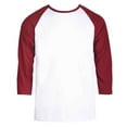 thumbnail image 4 of Men's 3/4 Sleeve Crew Neck Baseball Shirt, Casual Dynamic Cotton Raglan T Shirts, Burgundy/White 3XL, 1 Pack, 4 of 7