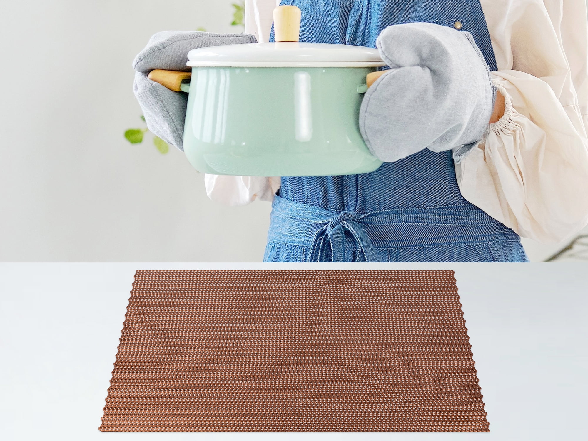 Unique Bargains Farmhouse Placemats Set of 8 for Dining Table Decor Brown 18x12in