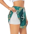 thumbnail image 3 of Lsque Around The Planet Printed Women's Running Shorts with Liner Pockets,Elastic Quick Dry Workout Athletic Gym Yoga Shorts,Womens High Waist Shorts-X-Large, 3 of 9