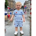 thumbnail image 6 of BemeyourBBs Toddler Baby Boy Girl 4th of July Outfit Infant Baby Patriot Independent Day Summer Clothes Short Sleeve America Flag Embroidery Waffle Knit T Shirt Tops Elastic Waist Pockets Shorts Set, 6 of 9