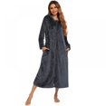 thumbnail image 4 of Women Fleece Hooded Bathrobe - Plush Long Robe S-2XL, 4 of 7