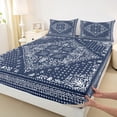 thumbnail image 3 of Manfei Exotic Style Flowers Twin Sheet Sets,Rustic Damask Floral Twin Fitted Sheet,Deepblue White Flat Sheet For Kids,Ultra Soft Home Decor,3 Pieces, 3 of 7