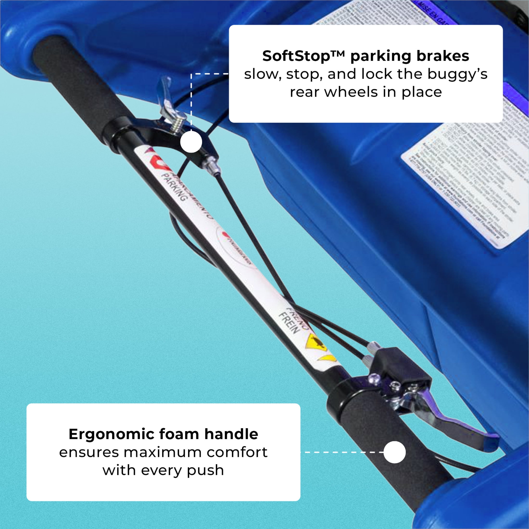 Foundations Gaggle Parade 6-Seat Buggy Stroller, Durable Multi-Child Daycare Stroller with Safety Harnesses, Blue/Gray