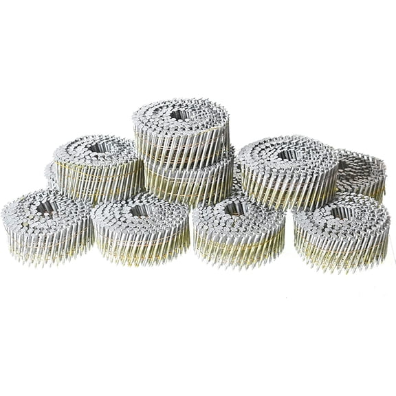 2-Inch x .092-Inch Siding Nails 15-Degree Collated Wire Coil Full RoundHead Ring Shank Hot-Dipped Galvanized 3600 Count for Rough Nailing of Lathing and Sheathing Materials